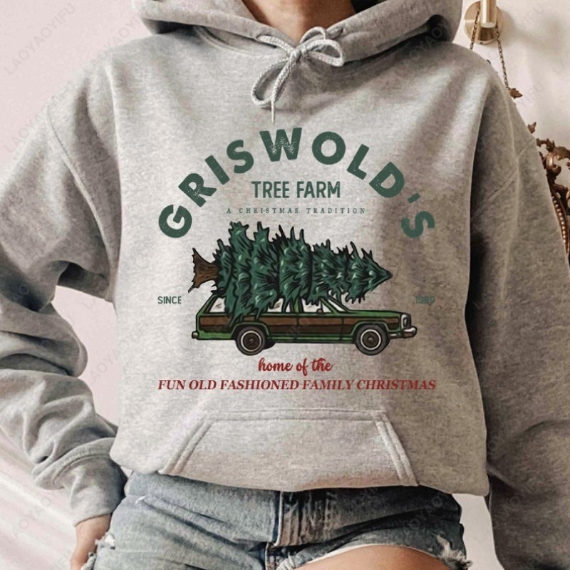 Family Tree Print - Hoodie Griswold's Tree Farm Pakaian Liburan