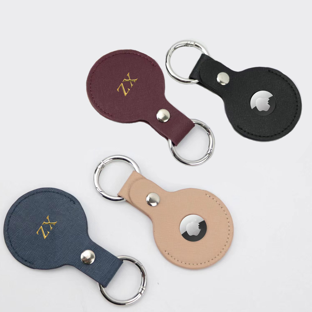 Monogram Keychain Leather - Huruf Awal emas kustom untuk casing