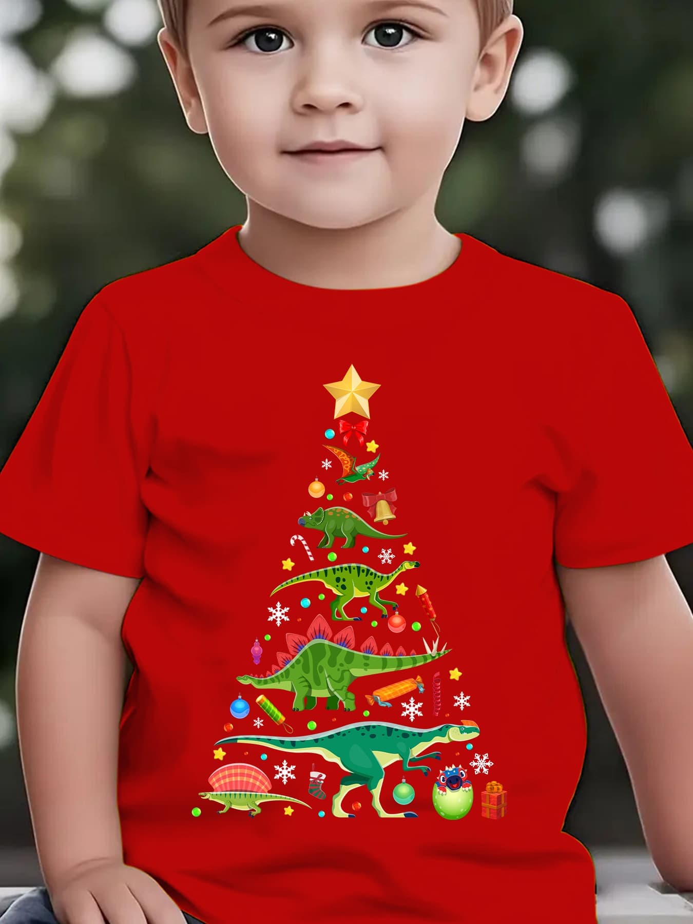 Family Tree Print - Kaos Natal Musim Panas Anak-anak Motif