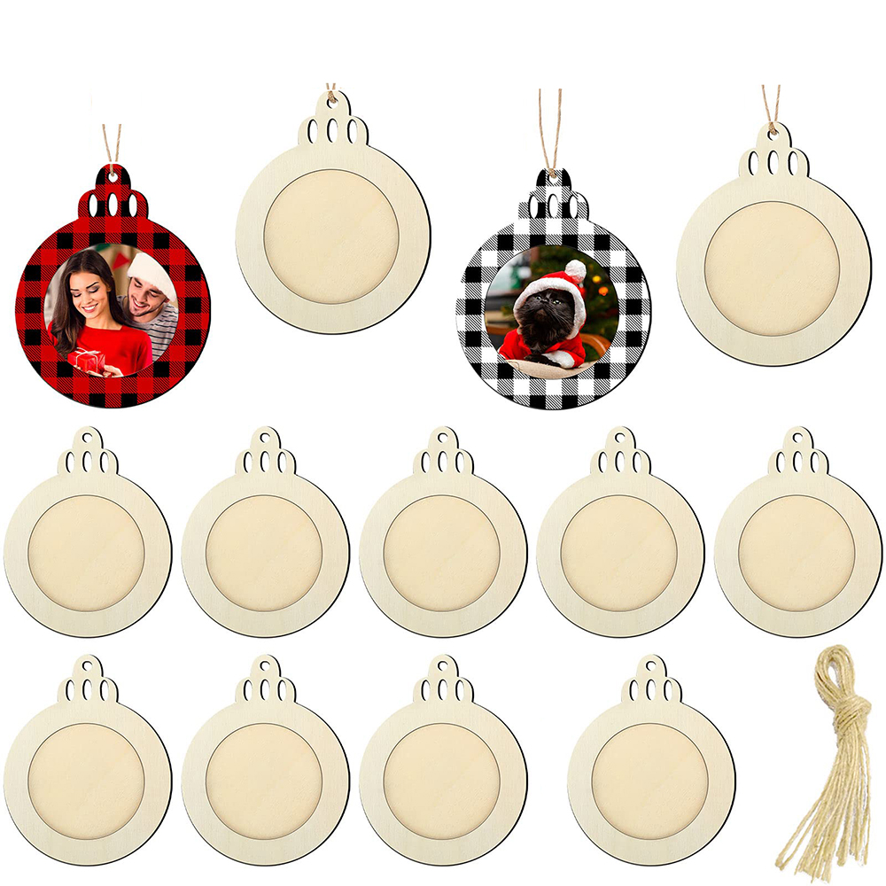 Engraved Wood Frame - 10 Buah Ornamen Bingkai Foto Natal