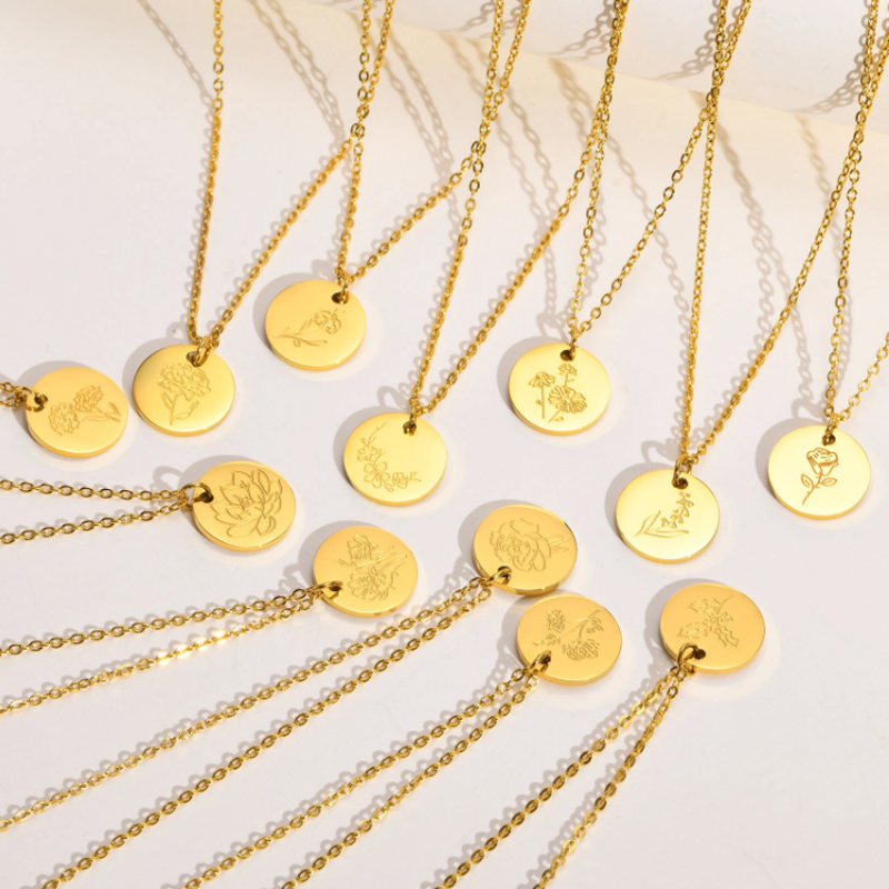 Kalung liontin tidak teratur b - Birth Flower Necklace ulasan dan harga