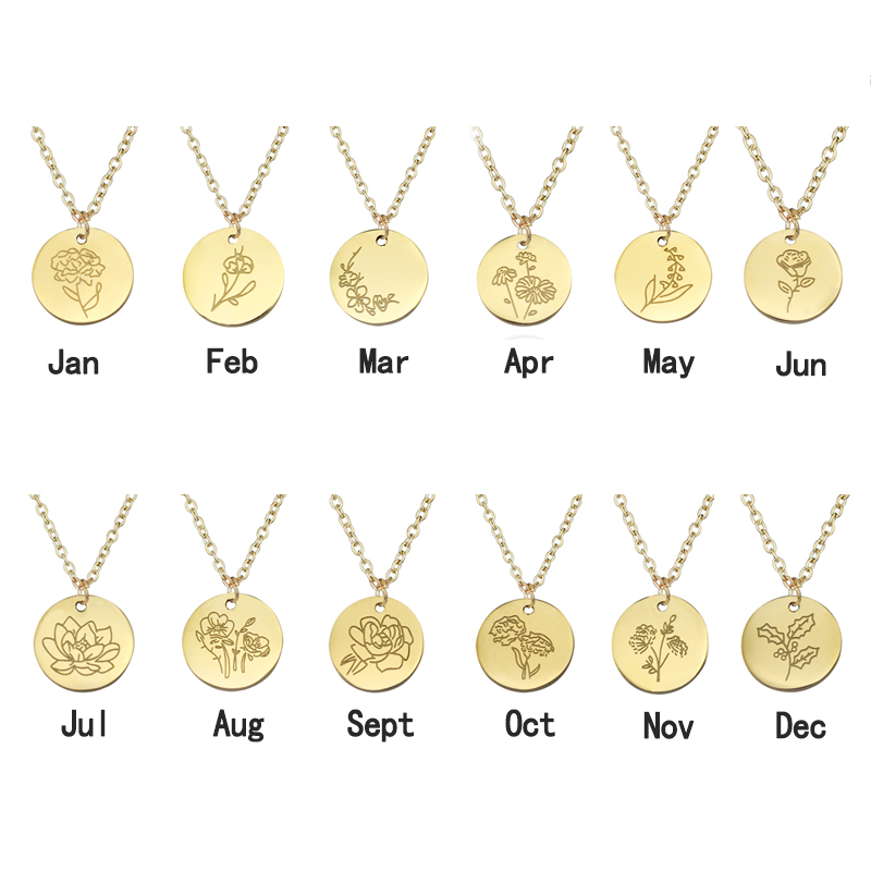 Kalung liontin tidak teratur b - Birth Flower Necklace ulasan dan harga